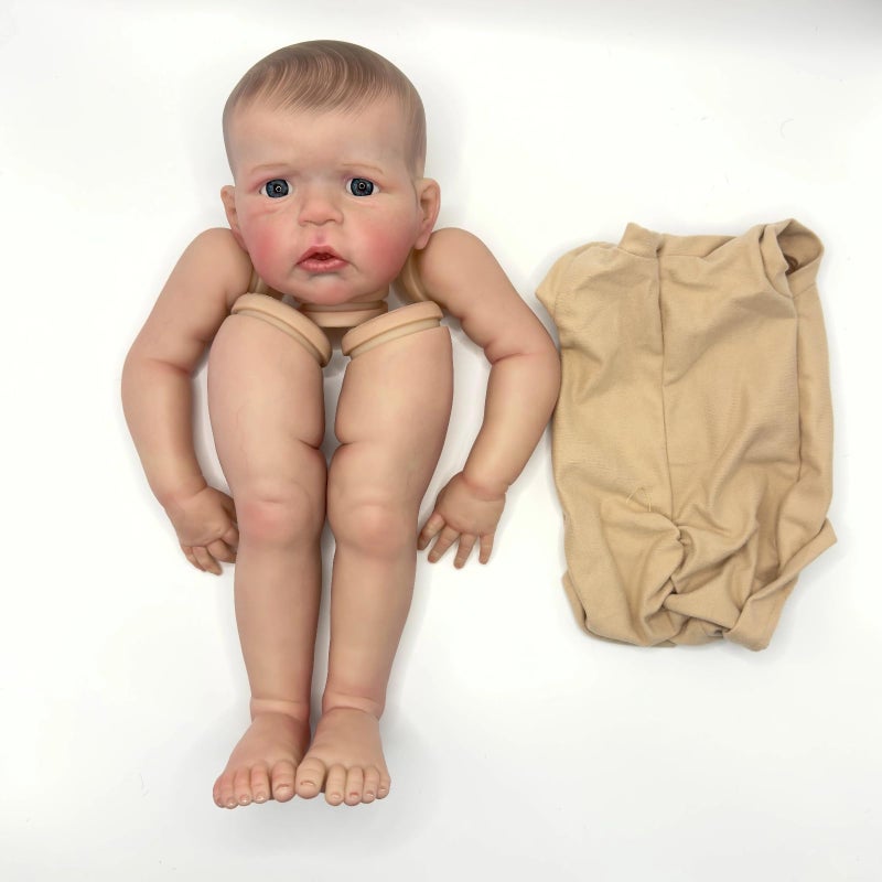 TERABITHIA 24Inches Hand Draw Hair Already Painted Kits Realistic Reborn Baby Doll Parts with Detailed Painting Veins Lifelike Newborn Awake Doll Kits Cloth Body and Eyes Included - Image 2